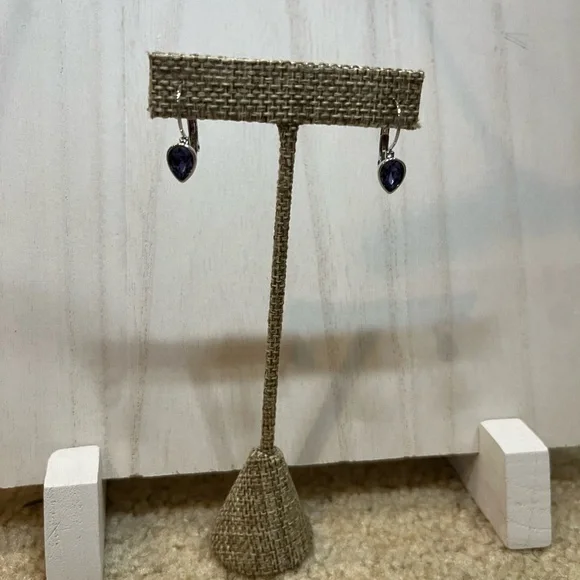 Dark Purple Tiny Teardrops Earrings - Picture 2 of 4